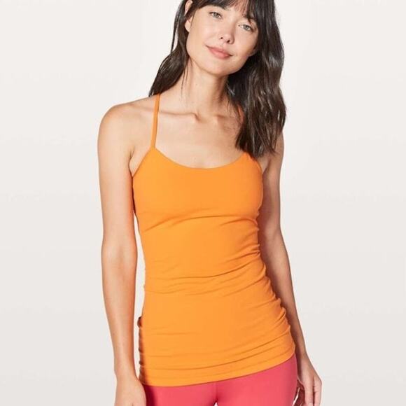 Lululemon power pose orange tank and bra combo work out top Womens Size 4 - Picture 1 of 5